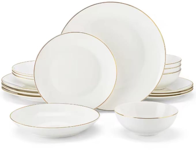 Dynastic Serviesset – 4 persoons – 16 delig – Wit Keramisch – Eetborden – Breakfast Plates