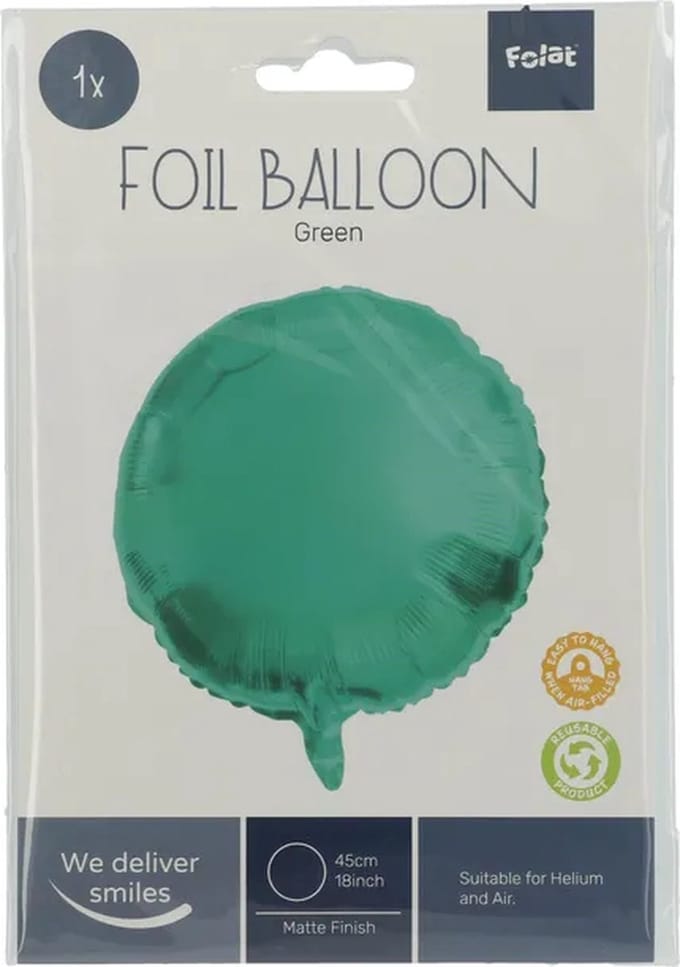 Folat - Folieballon Rond Groen - 45 cm