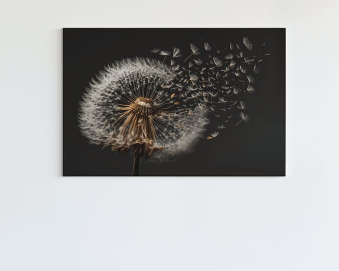 Canvas Schilderij - Paardenbloem - Wanddecoratie - 90x60x2 cm