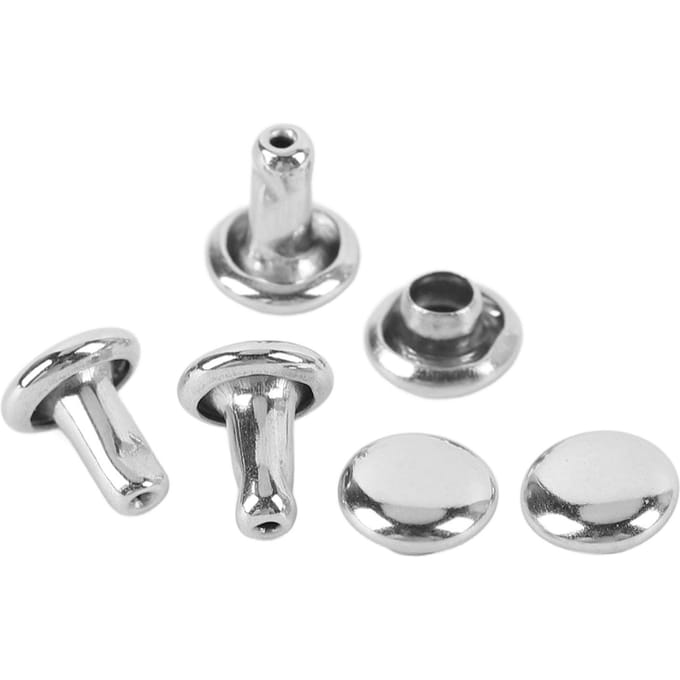 500 Sets Dubbelkopklinknagel 5x5mm RVS Klinknagel Stud Kit voor Leerbewerking Kleding white