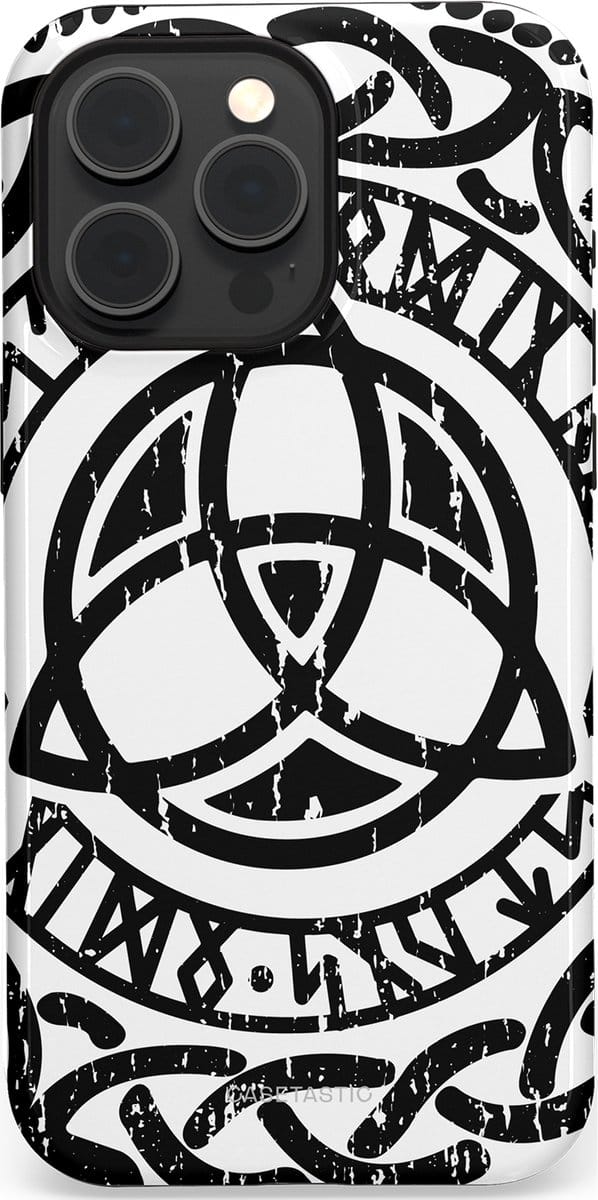 Casetastic hoesje geschikt voor Apple iPhone 15 Pro Max - MagSafe - Dubbellaagse bescherming - Valhalla eer - Fashion Case - Wit Zwart Grijs
