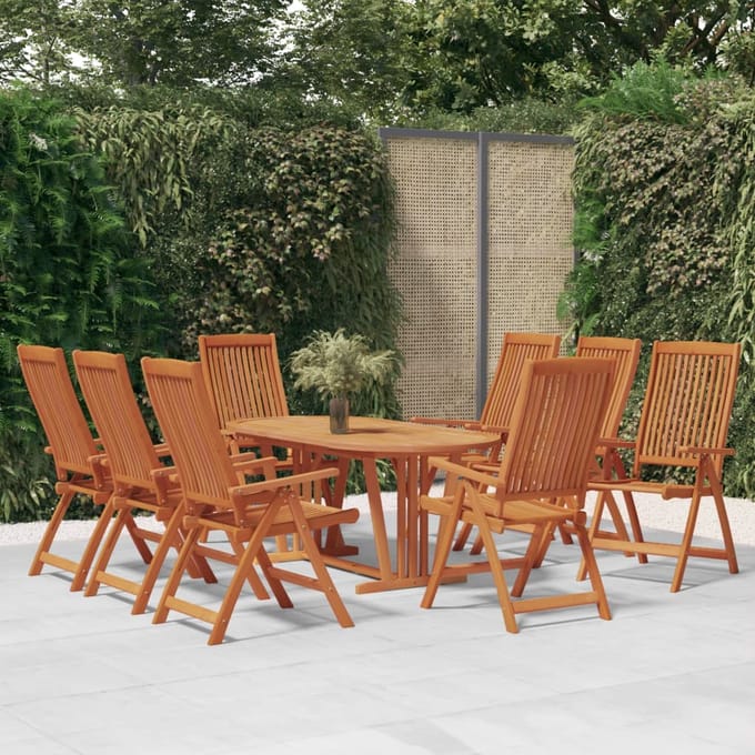 vidaXL - Opklapbare - stoelen, - 8 - stuks, - van - massief - eucalyptushout.