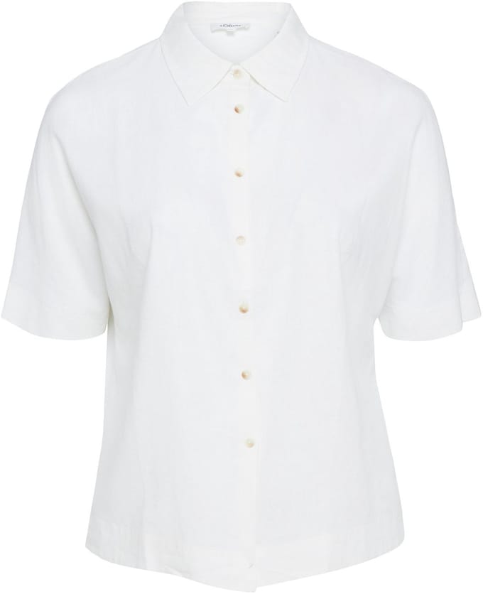 Vrouwelijke Linnen Mengsel Korte Mouwen Blouse met Hemdneck s.Oliver