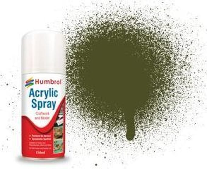 Humbrol Hobbyverf Acrylverf - #155 Olive Drab - Matt - Acryl spray Verf spuitbus - 150 ml