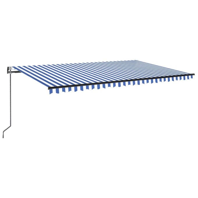 vidaXL - Uitschuifbare - luifel - Blauw - en - Wit - 500 - × - 300 - cm - Polyester
