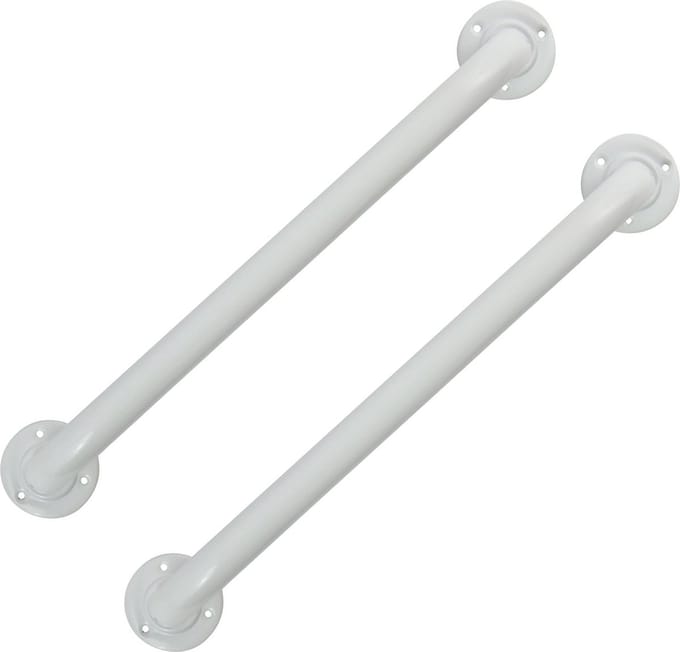 MSV Badkamer/douche wand/muur handgreep - 2x - rvs metaal - wit - 30 cm - Extra houvast beugel