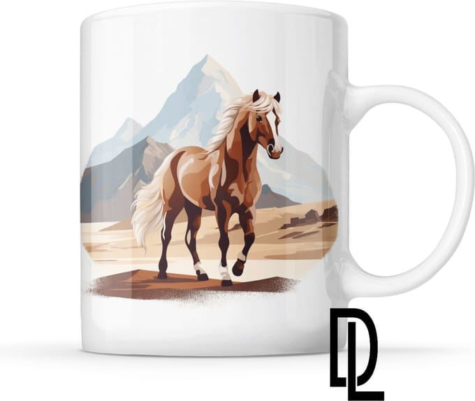 Mok met ijslandse paard