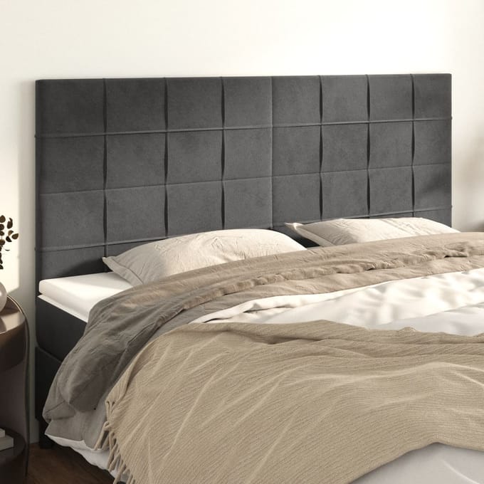 vidaXL - Hoofdbord - donkergrijs - 180x5x118/128 - cm - fluweel