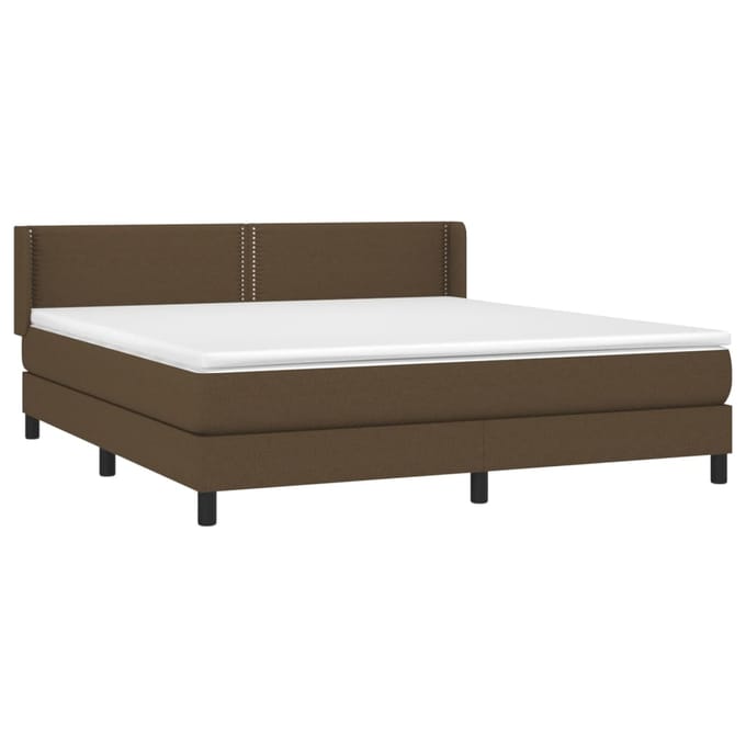 vidaXL - Boxspring - met - matras - stof - donkerbruin - 180x200 - cm