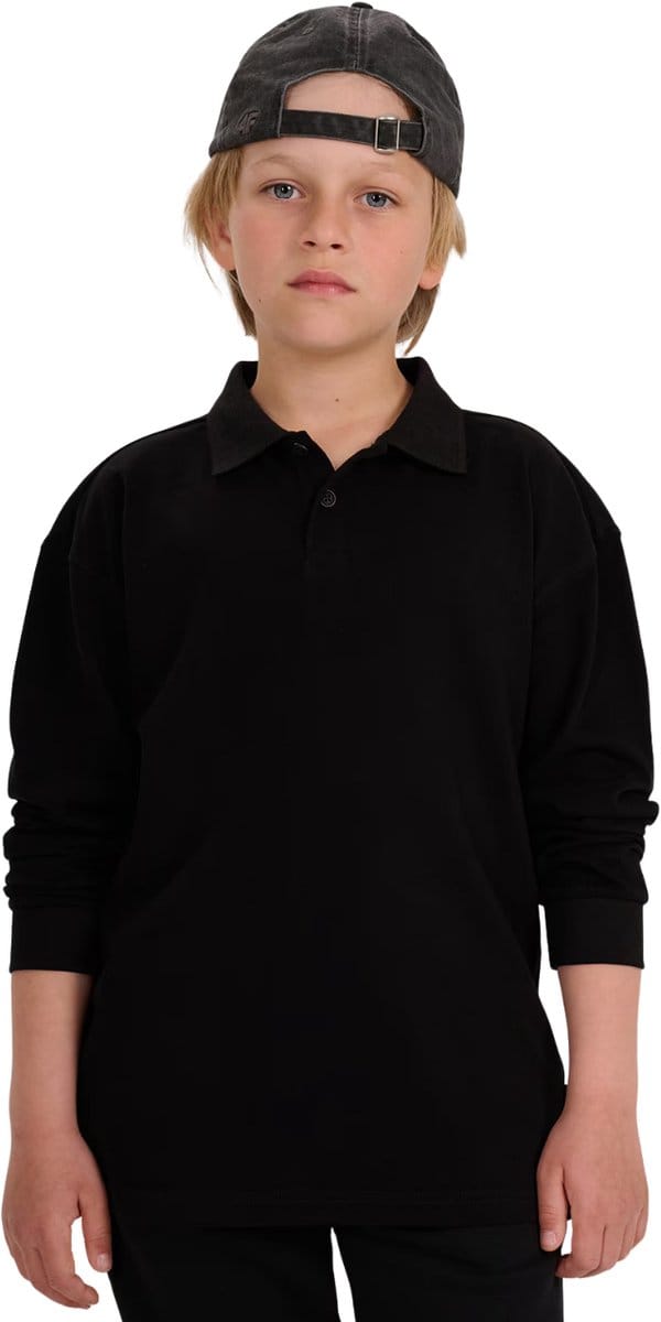 4F T-shirt Jongens longsleeve Zwart - Maat 146cm