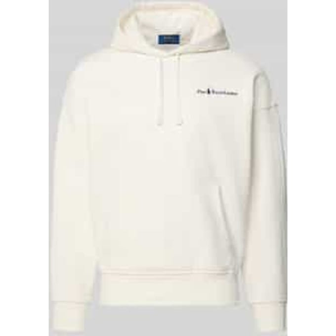 Relaxed fit hoodie met labelstitching en kangoeroezak