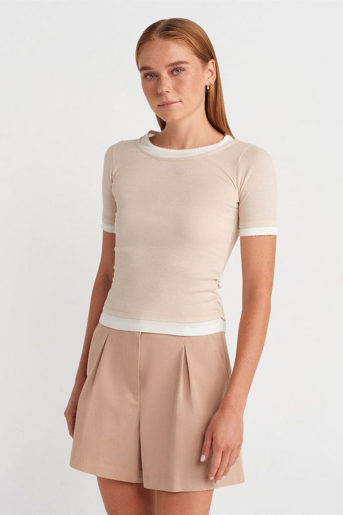 Dames Crop Slim-Fit Crew Neck T-shirt