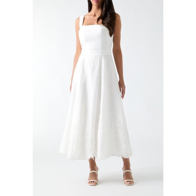 GUESS Mindy Embroidered Mi White Peaks Größe: 46 | Maxikleider Outlet | Damen | Weiß