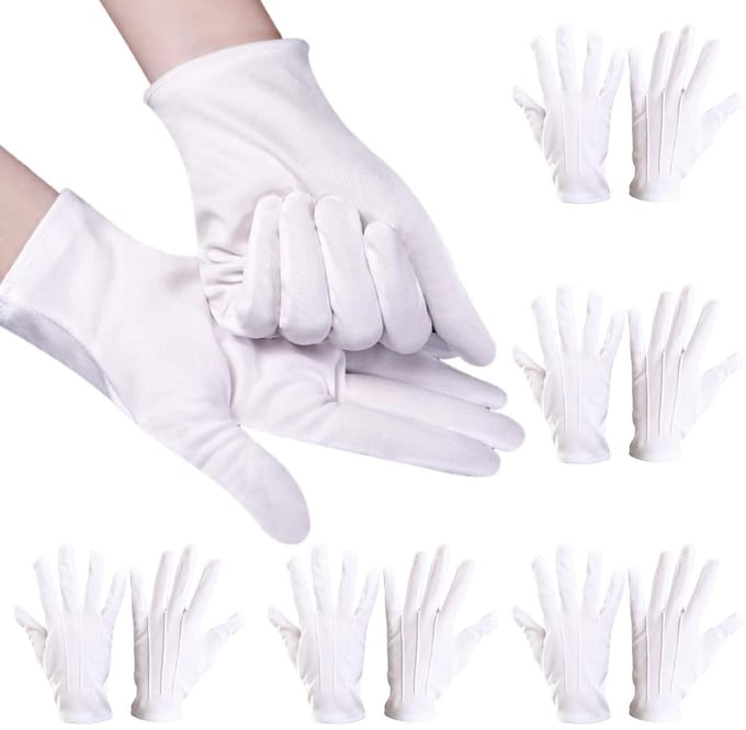Solidchoice - 6 Paar Herbruikbare Witte Handschoenen voor Diverse Gelegenheden