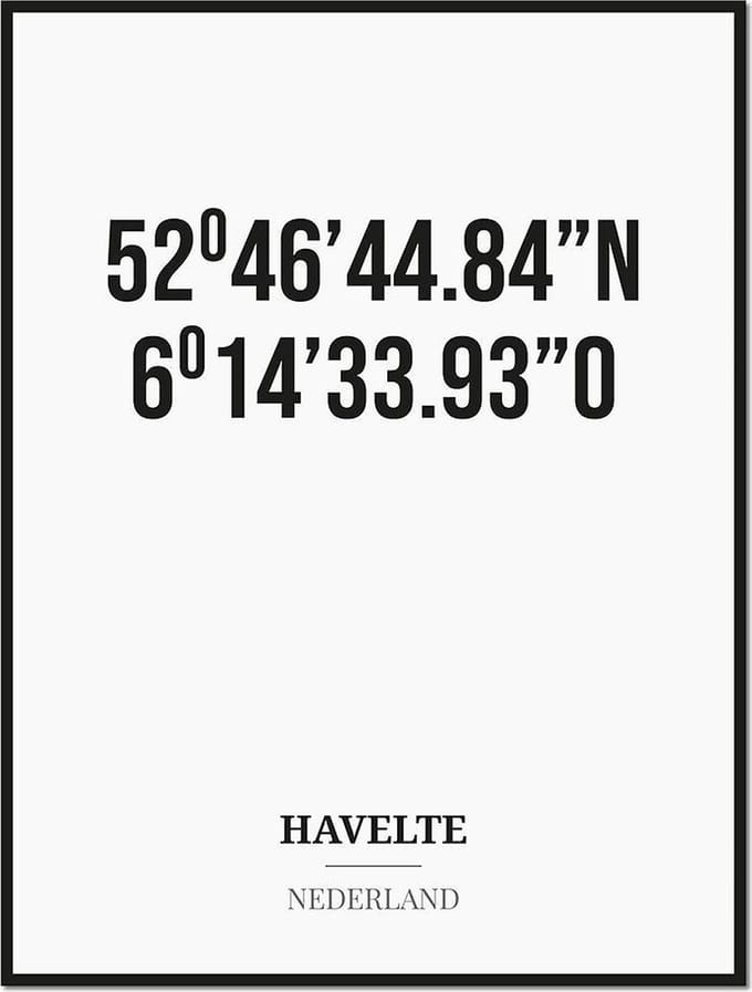 Poster/kaart HAVELTE met coördinaten