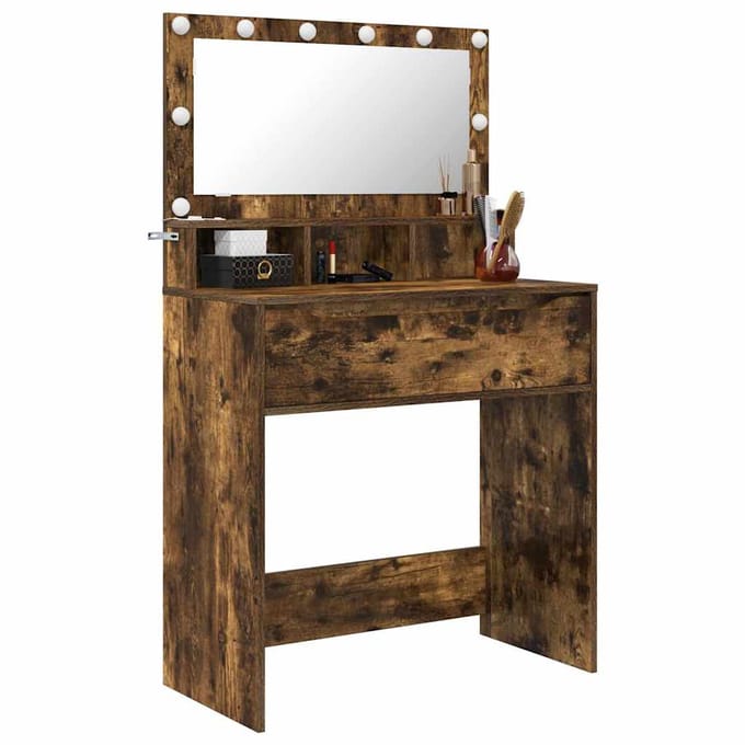 vidaXL - Slaapkamer - kaptafels - Gerookt - eiken - 80 - x - 39,5 - x - 135 - cm