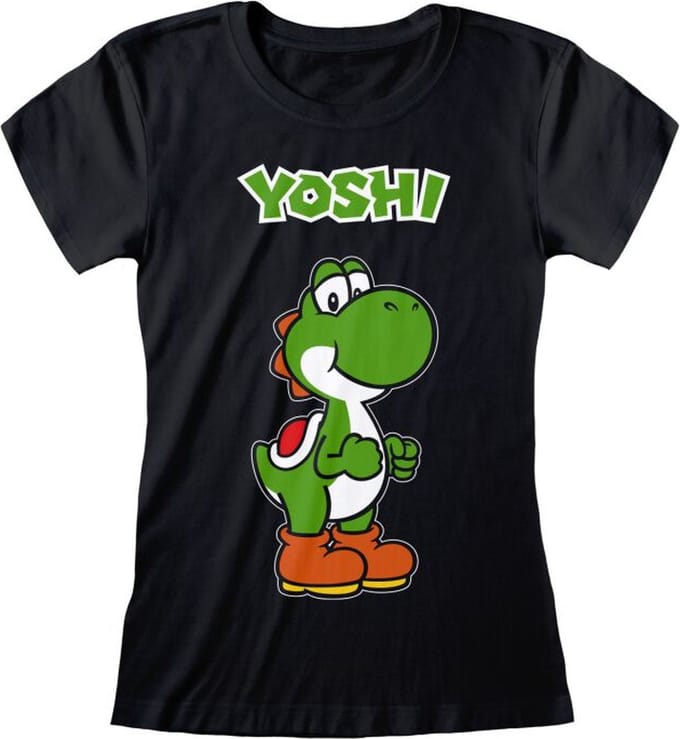 Super Mario Yoshi Name Tag Dames T-shirt - zwart - XXL