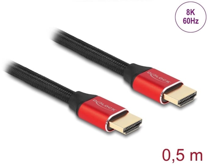 Delock Ultra High Speed HDMI Cable 48 Gbps 8K 60 Hz red 0.5 m certified
