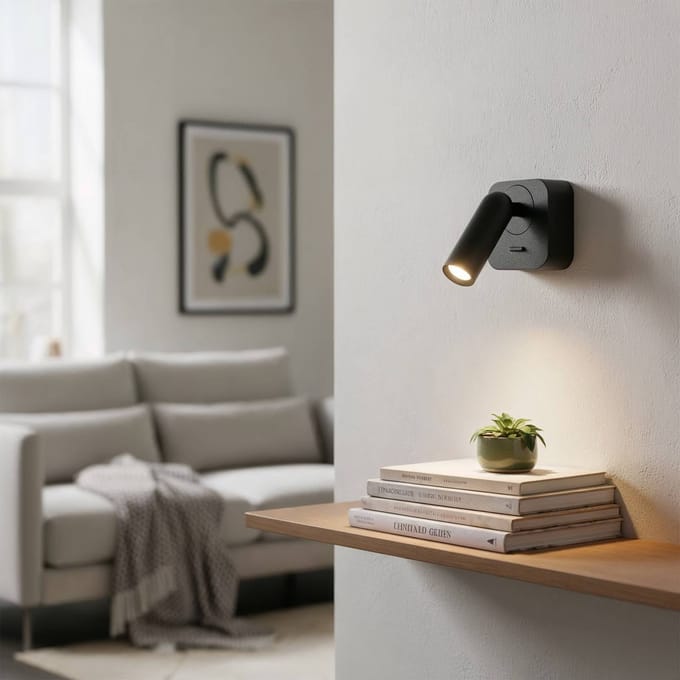 Ideal Lux LED wandspot Bean, zwart, breedte 7 cm metaal