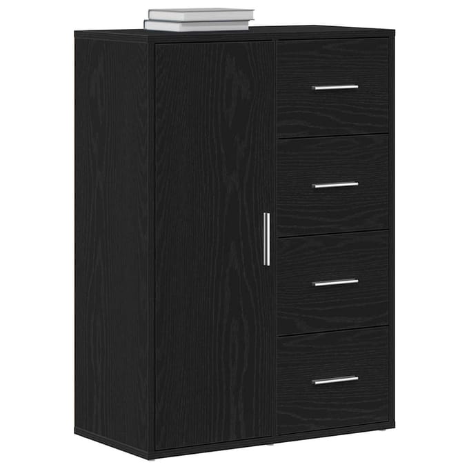 vidaXL - Dressoir - Zwart - Eiken - 60 - x - 31 - x - 84 - cm - Bewerkt - hout