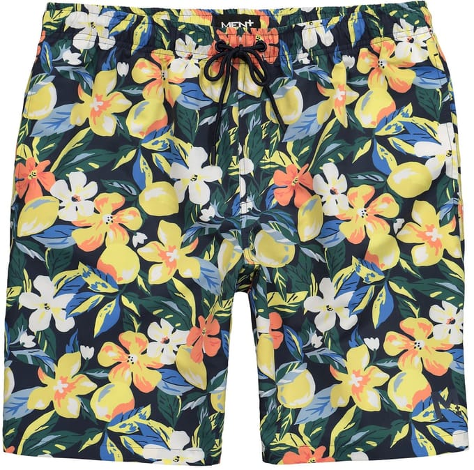 Men Plus - Heren - Zwemshort buikfit all-over print elastische tailleband - Navy blauw - Maat L