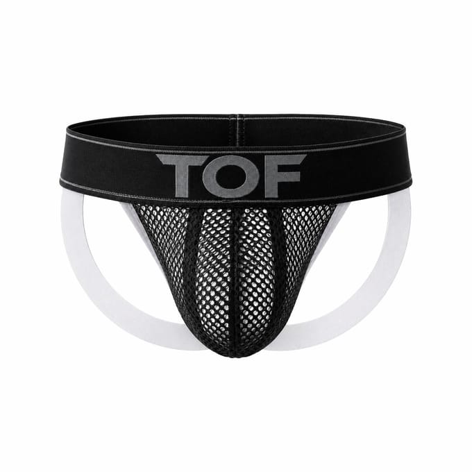 TOF Paris Mesh Jock Black/White - MAAT S - Heren Ondergoed - Jockstrap voor Man - Mannen Jock