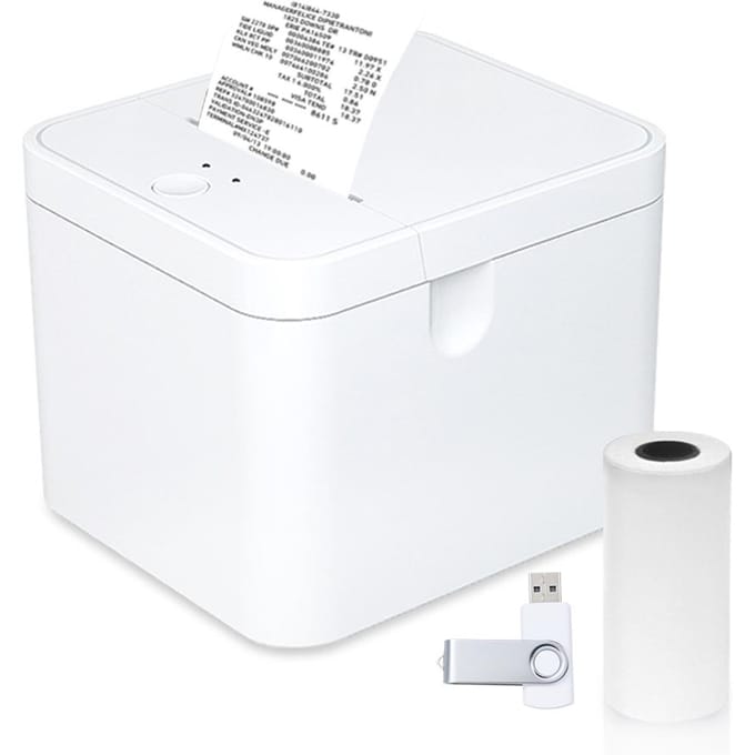 58 mm kassabonprinter POS-printer USB + BT Desktop Direct thermisch afdrukken Compatibel met ondersteuning W-EU wit