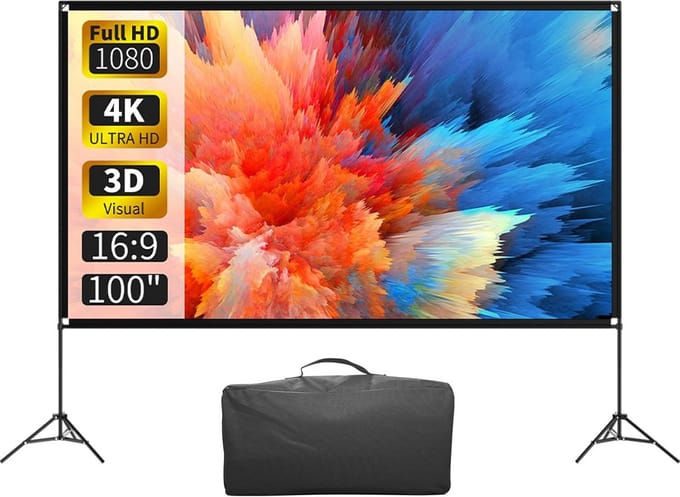 Draagbaar Projectorscherm 100 Inch 16:9 4K HD Opvouwbaar met Standaard