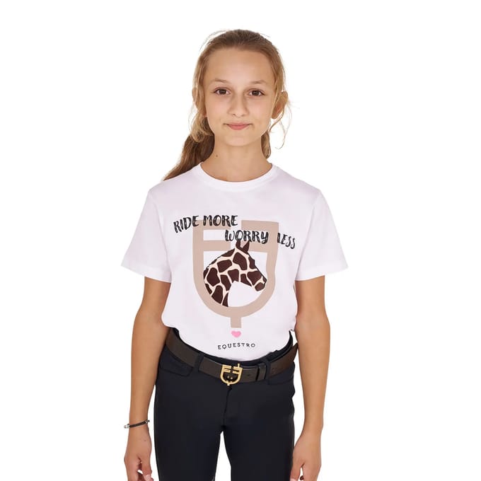 Katoenen meisjes-T-shirt Equestro Ride More Worry Less
