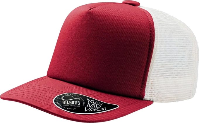 Atlantis Mid Visor 5 Panel Trucker Cap opnemen (Rood)
