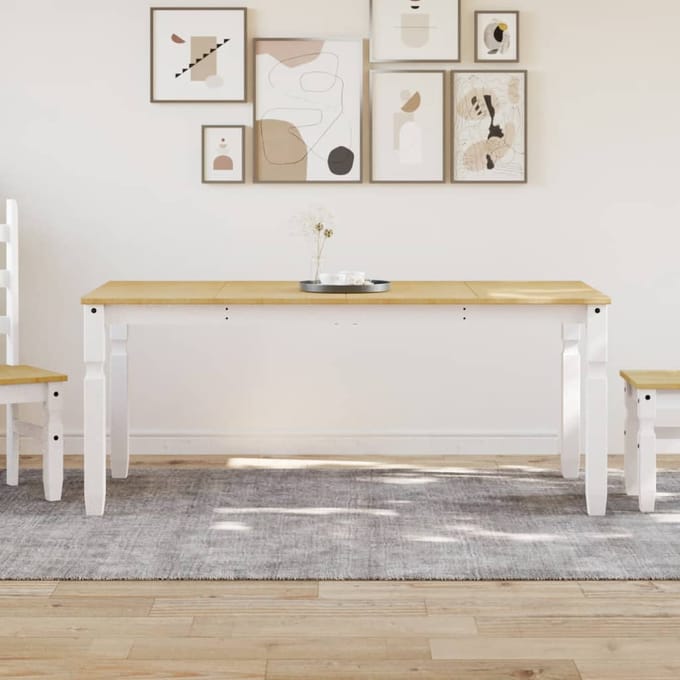 vidaXL - Eettafel - Corona - 180x90x75 - cm - massief - grenenhout - wit