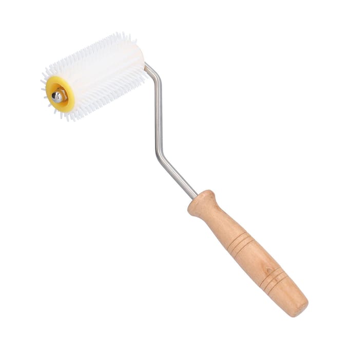 Plastic Honing Ontzegelroller met Houten Handvat Bijenkorf Extractieroller Imkergereedschap white