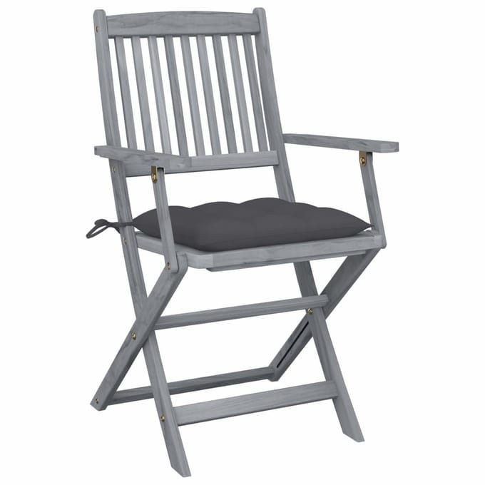 vidaXL - Inklapbare - stoelen - 6 - st - met - kussens - massief - acaciahout