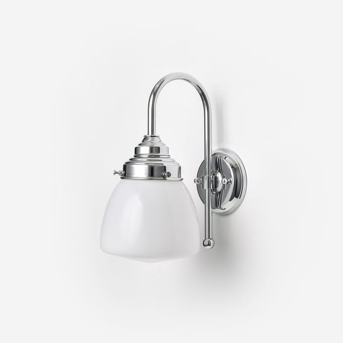 Wandlamp Schoolbol Small Meander Chroom - Art Deco Trade