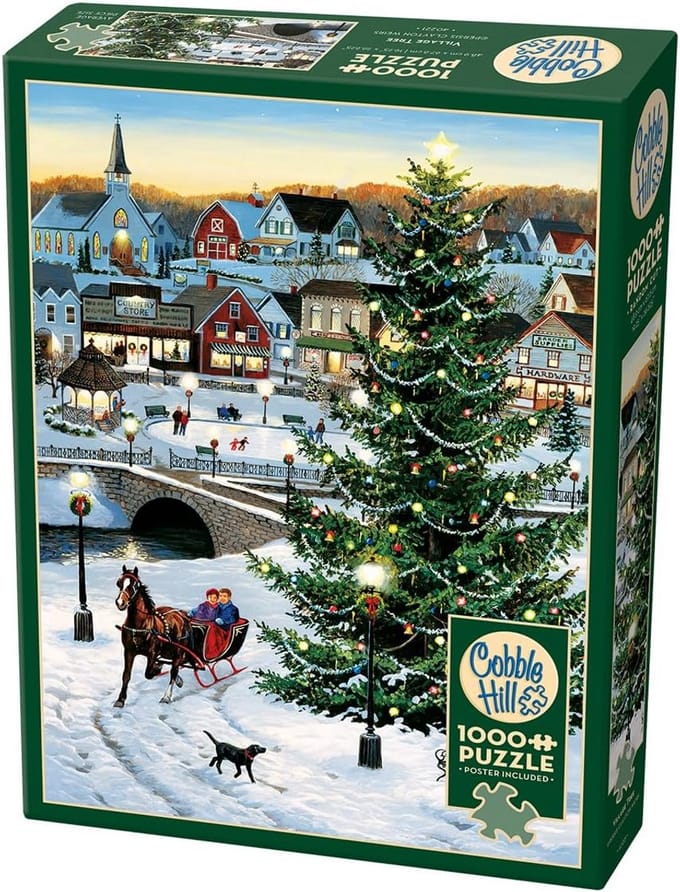 1000 Stukjes Legpuzzel met Dorp en Boom-Monster - Inclusief Poster