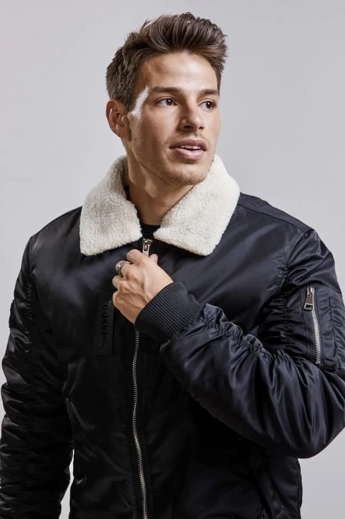 Redskins – Korte Winter Bomberjack Heren – Zwart – Hermitage Allport – M / 48