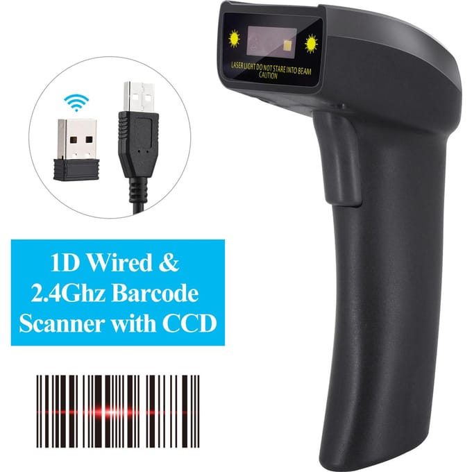 Scanner de codes-barres sans fil 2D BT + 2.4G, portable, filaire, USB, lecteur de codes-barres 1D, déclencheur manuel, 640x480 1D Wireless & Wired noir