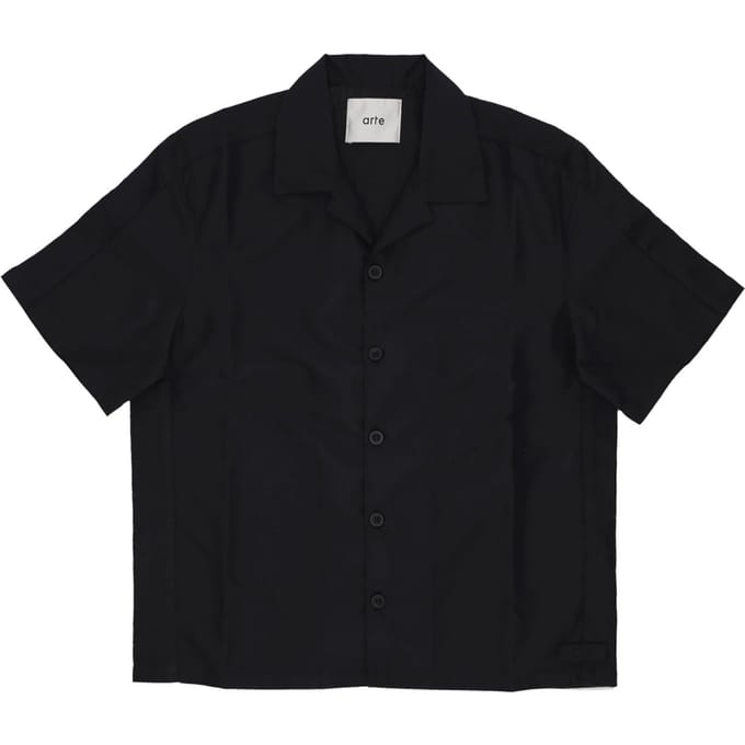 Shirt Sleeve korte man linnen Shirt zwart