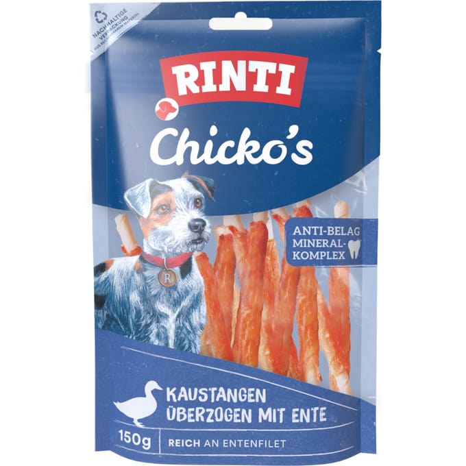 150g RINTI Chicko Kauwsticks Klein Eend Hondensnacks