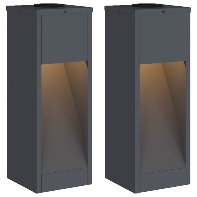 vidaXL Zonne LED Padverlichting 2 pcs Antraciet Koudgewalst staal