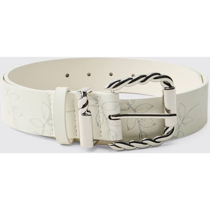 Pu Riem Met Bloemenprint | Ecru | Size Small
