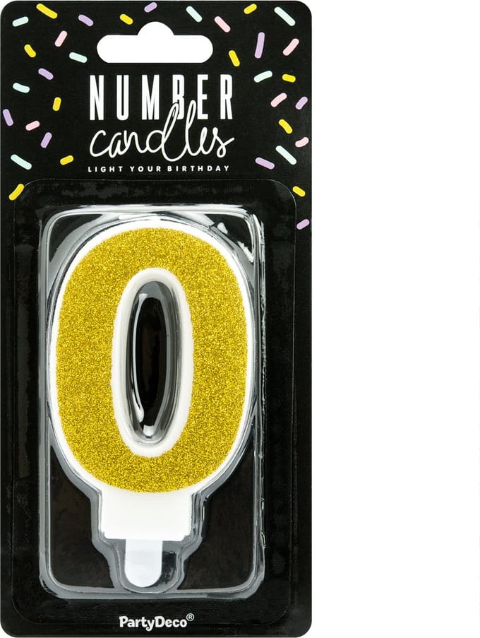 PartyDeco Cijferkaars 0 Goud 7cm