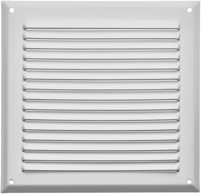 SOTECH aluminium ventilatierooster 190 x 190 mm wit met muggengaas Rookgasrooster voor opschroefbare montage