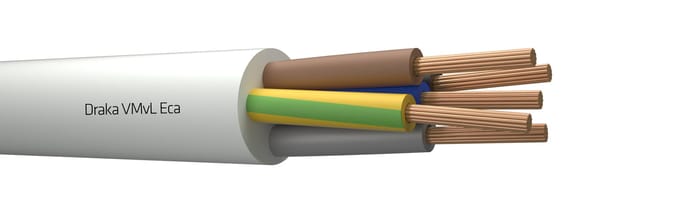 Draka VMVL 5G1.5 Flexibele Vinyl Kabel Wit Eca Klasse - 803875 [100 Meters]