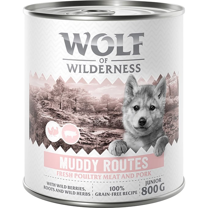 Wolf of Wilderness Junior “Expedition” 6 x 800 g - Muddy Routes - Gevogelte met varken