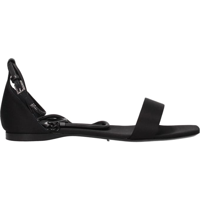 Max Mara Zwarte Satijnen Platte Sandalen