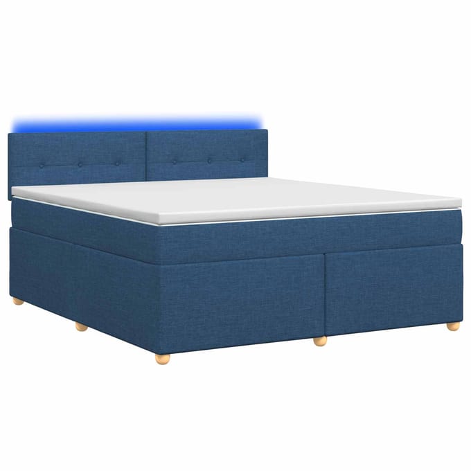 vidaXL - Boxspringbed - met - matras - met - hoofdeinde - Blauw - 140 - x - 190 - cm - Stof