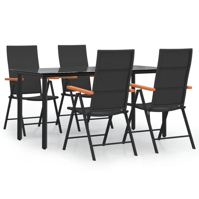 vidaXL - 5-delige - Tuinset - poly - rattan - zwart - en - bruin