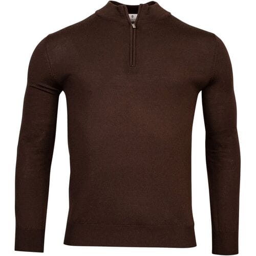 Thomas Maine Trui Merino Half Zip Single Knit Bruin / male