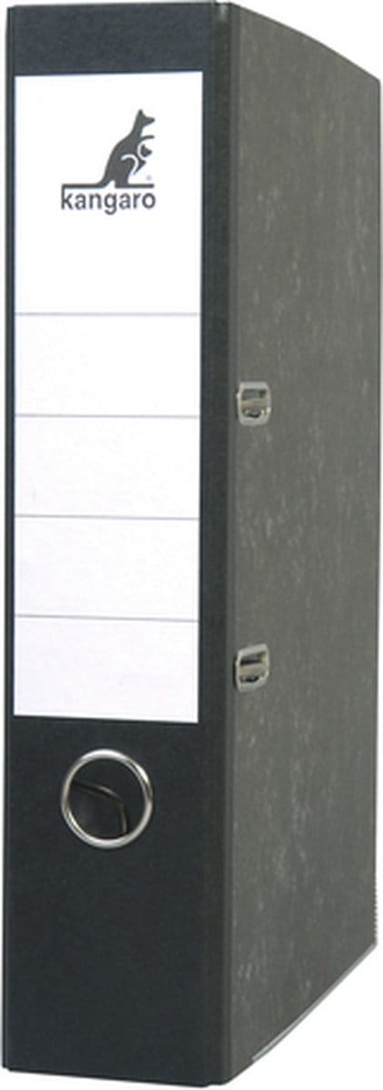 Kangaro Ordner A4 formaat met 2 ringen met hefboommechaniek rugbreedte 7,5cm grijs wolkenmarmer cover